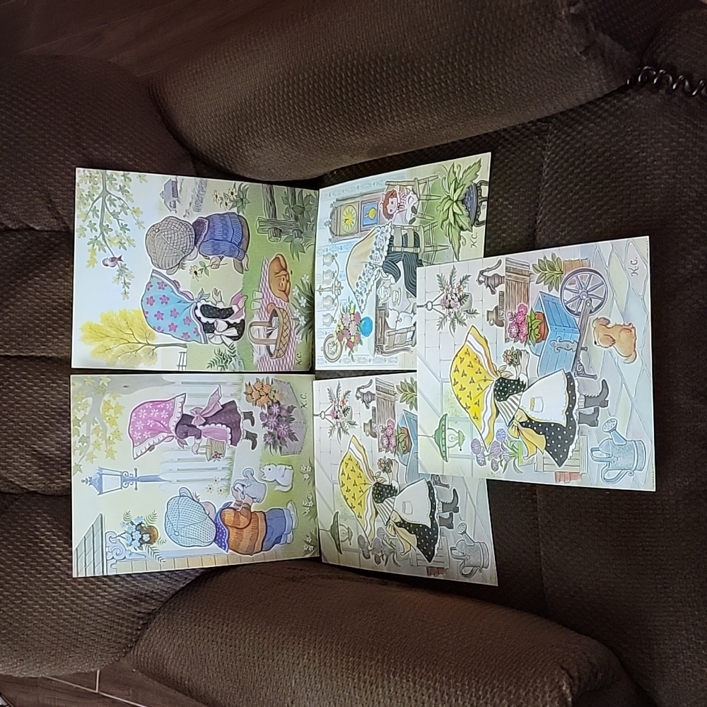 Vintage 1973 D.A.C. Litho Print Set (x5) Boy Girl Artist K.C.